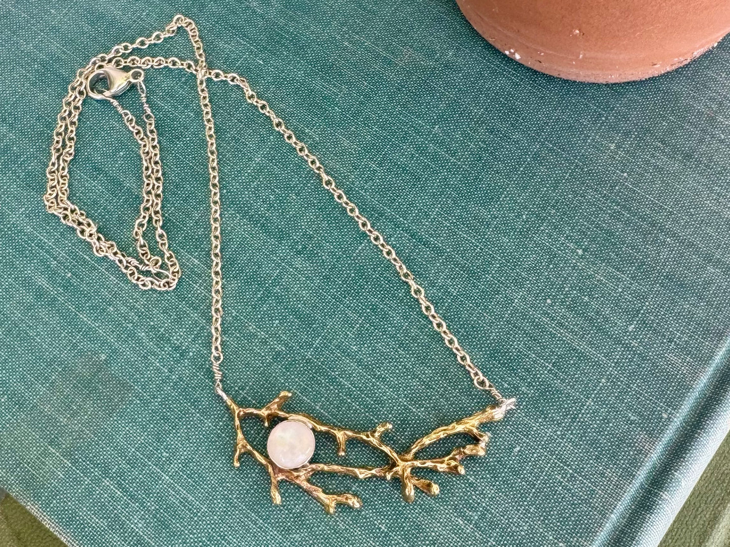 Brass Branch Moonstone Necklace