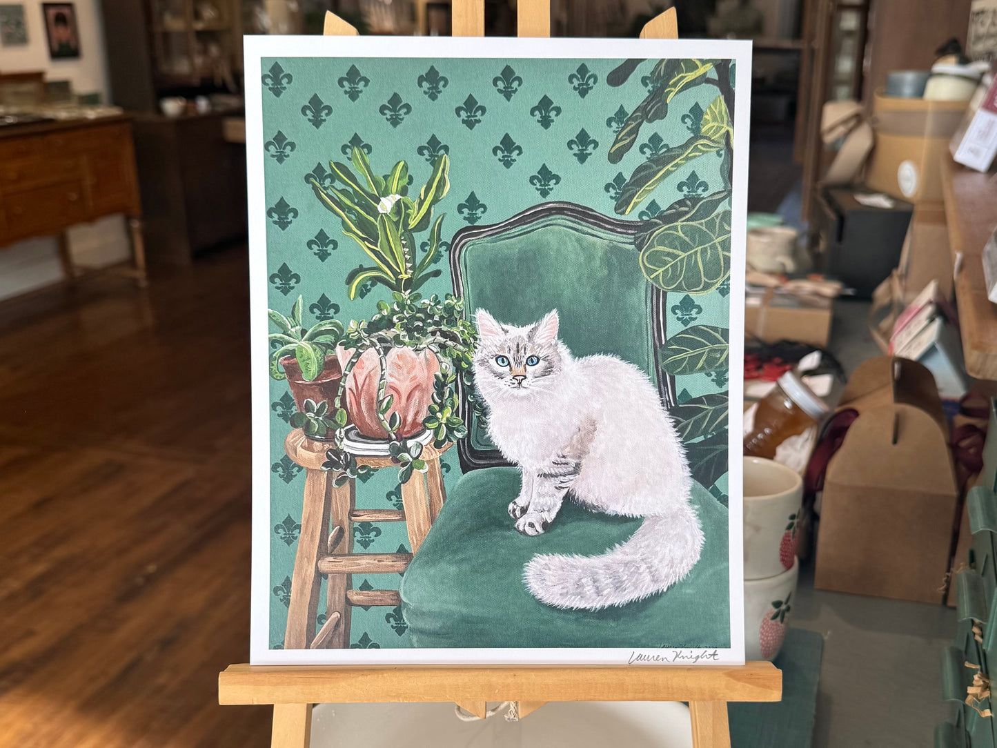 "Cat on a Green Chair" - Print