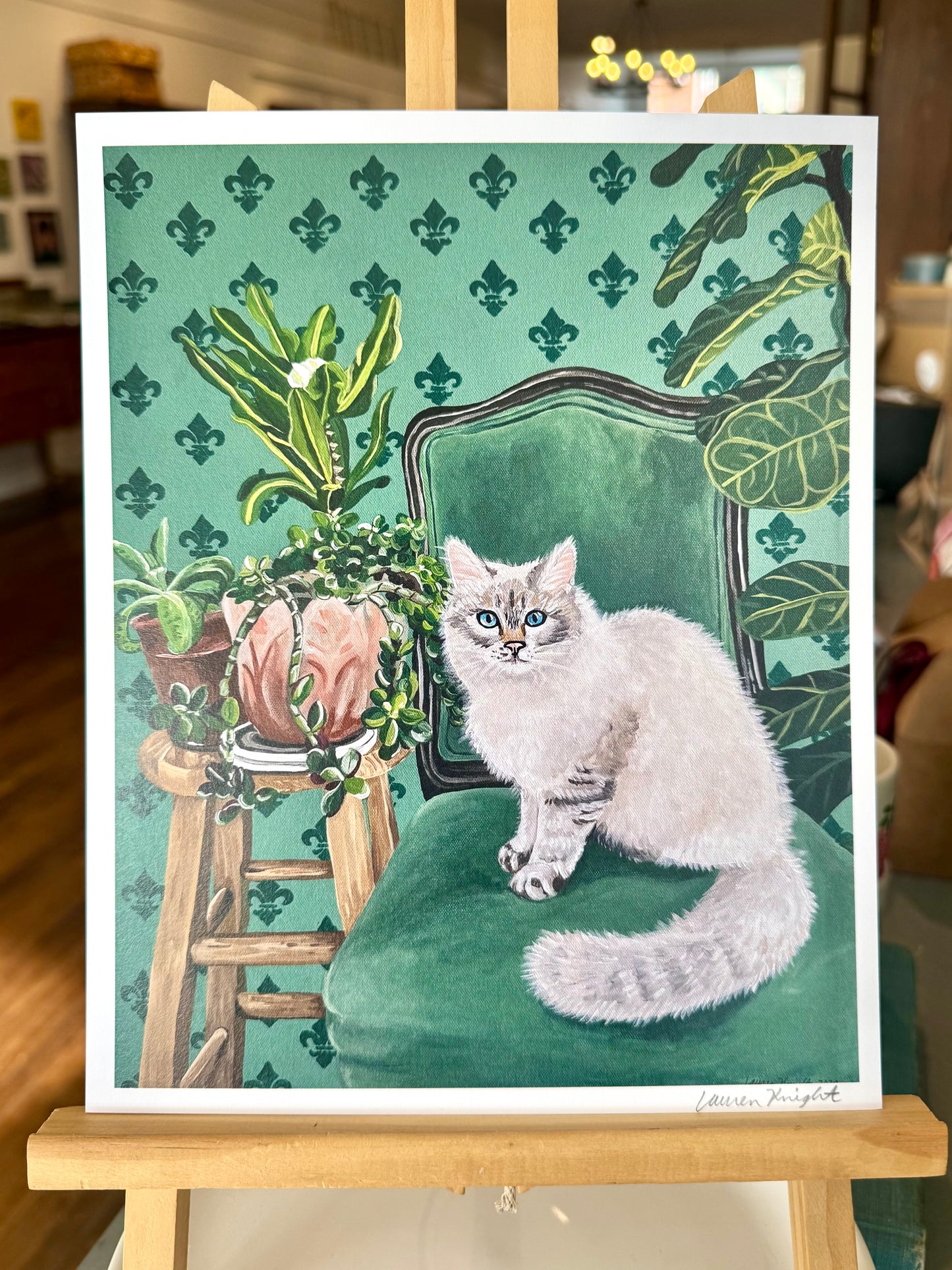 "Cat on a Green Chair" - Print