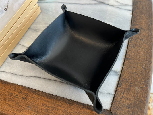 Small Leather Valet Tray - Black