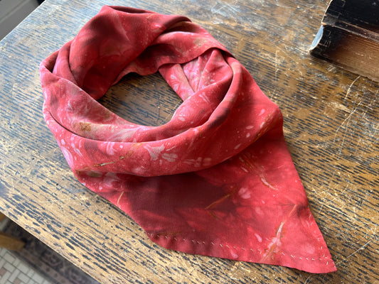 Silk Scarf - Red and Bronze