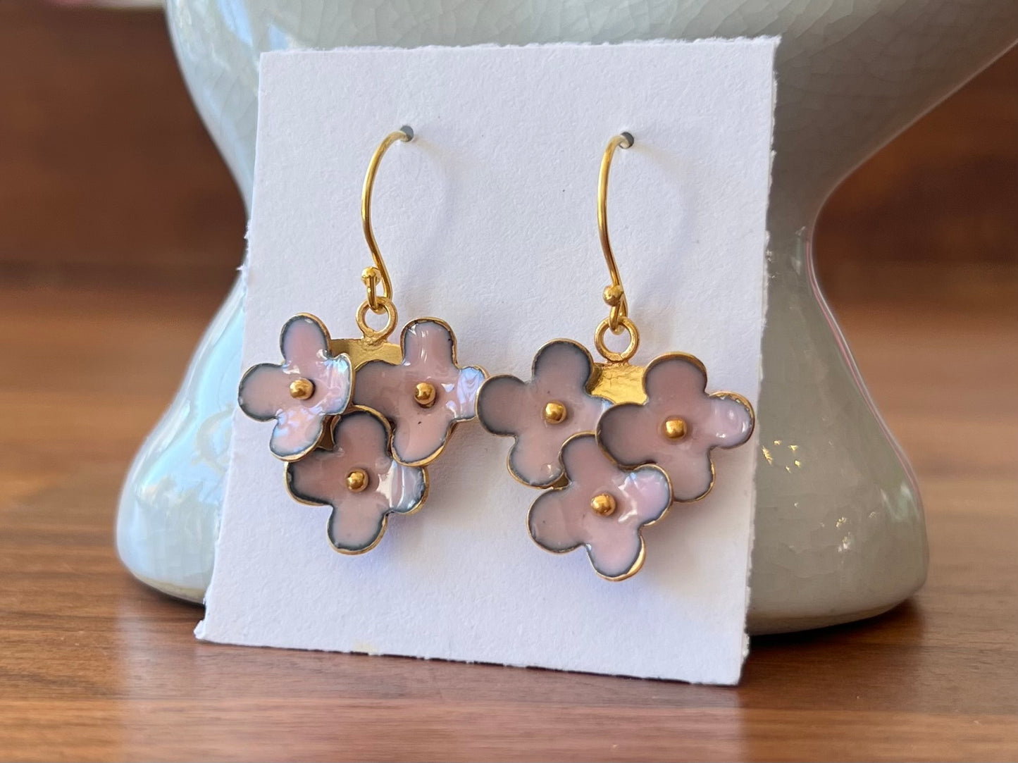 Triple Flower Earrings - Pink
