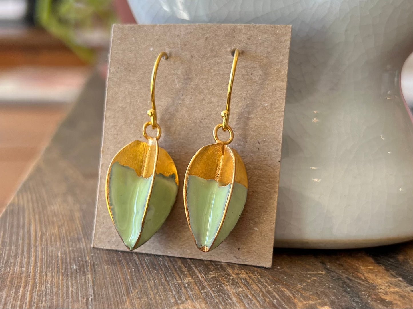 Architectural Pod Earrings - Spring Green