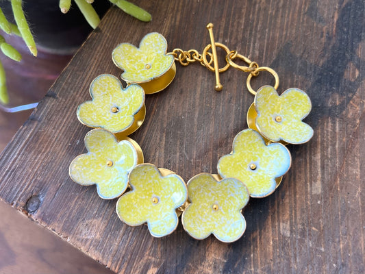 Enamel Flower Bracelet -Yellow