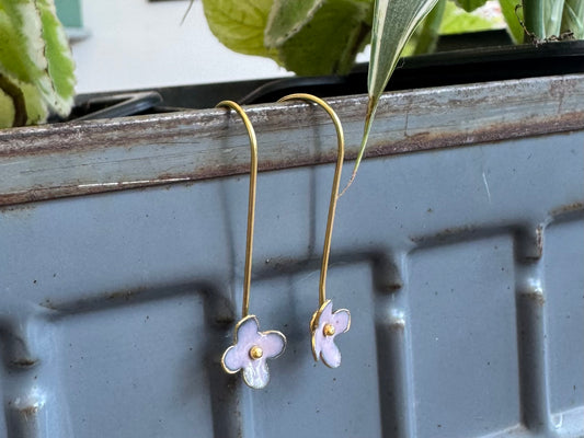 Enamel Flower Earrings - XS Pink