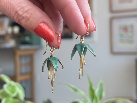 Fuchsia Flower Earrings - Small Jade