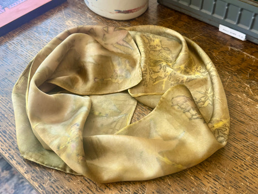 Eco Print Silk Scarf - Gold