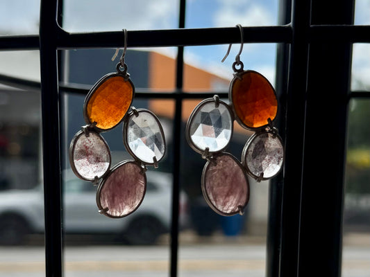 Four Stone Ring Drop Earrings