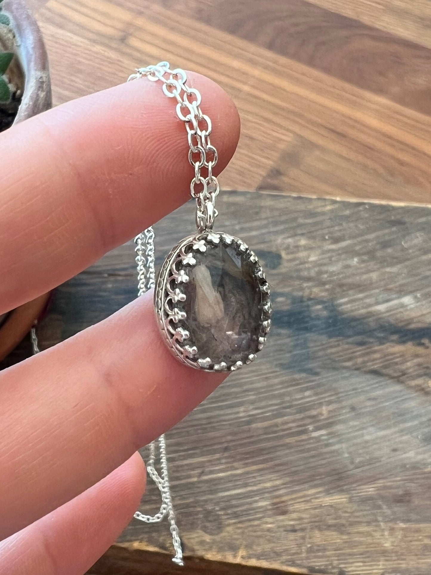 Rock Crystal and Flowers  Necklace