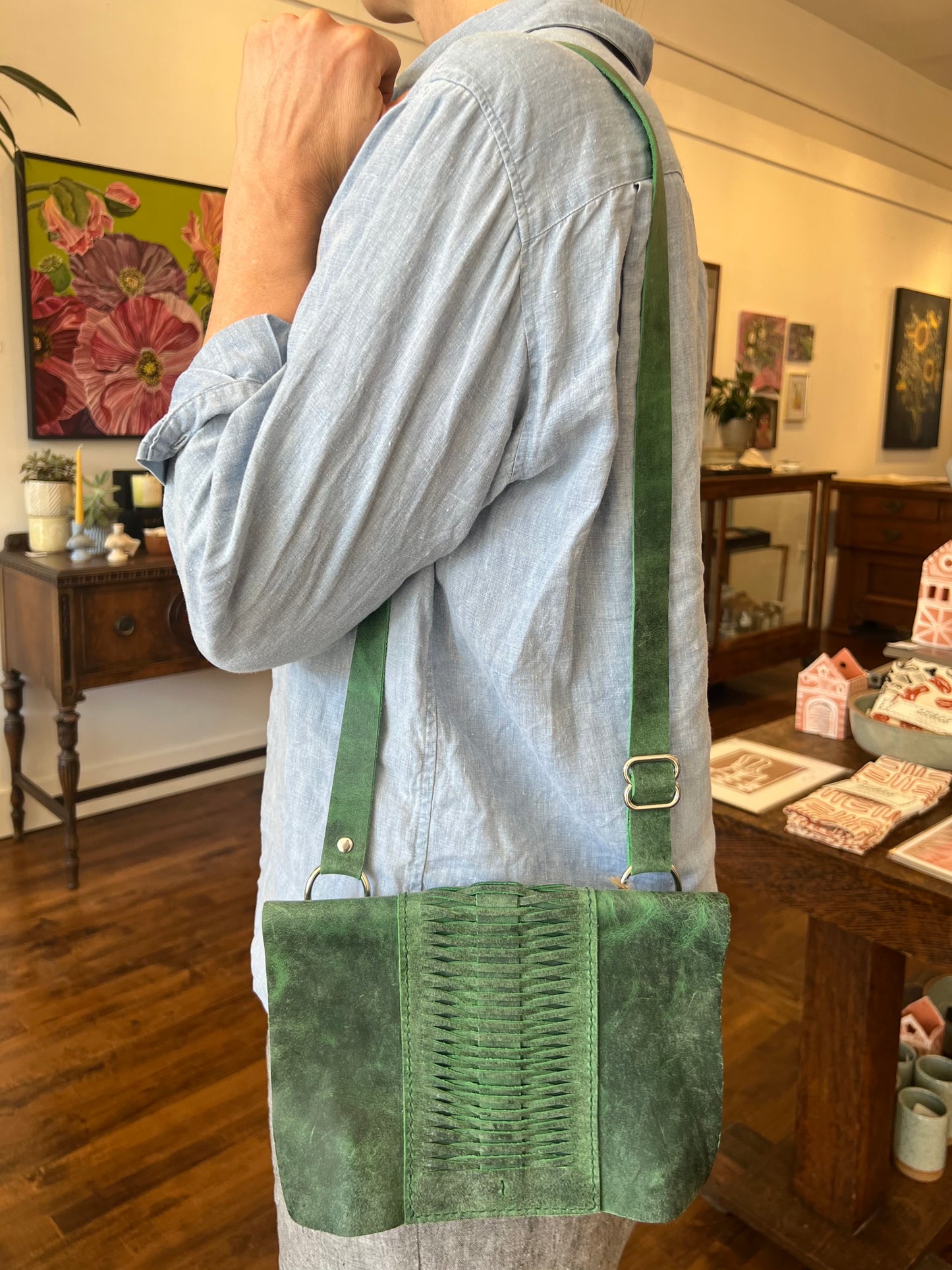 Woven Crossbody - Green