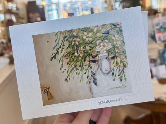 "Sheep, Birds and Bee" Greeting Card
