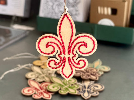 Embroidered Fleur de Lis Ornament
