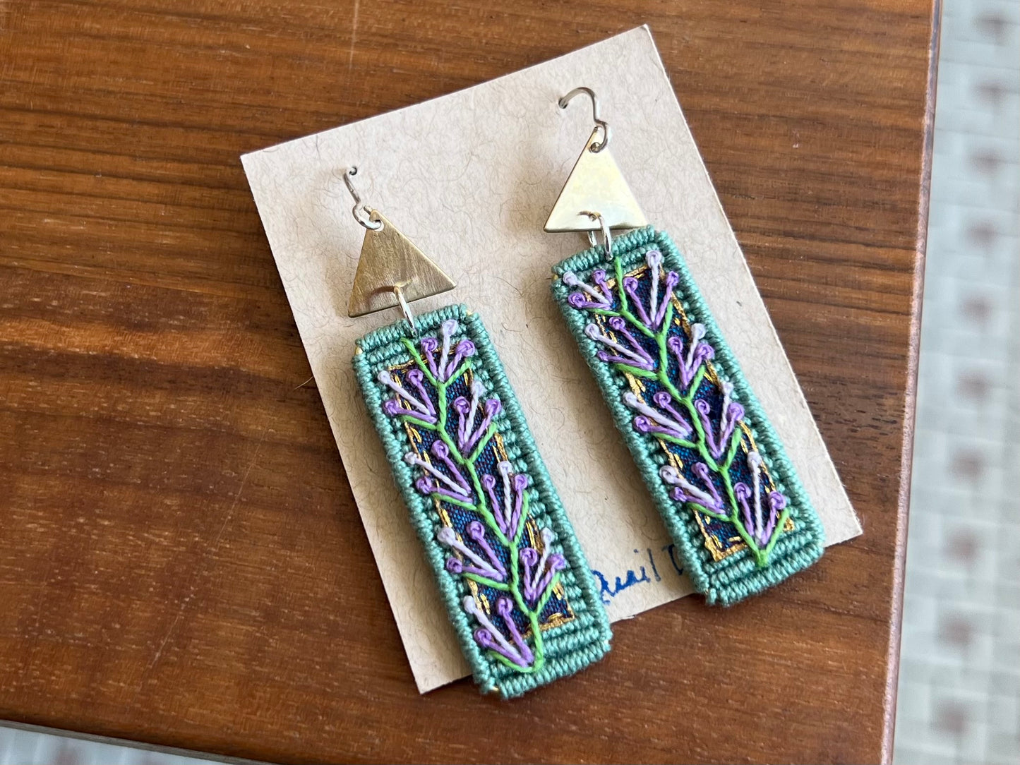 Small Oblong Dark Sage Earrings