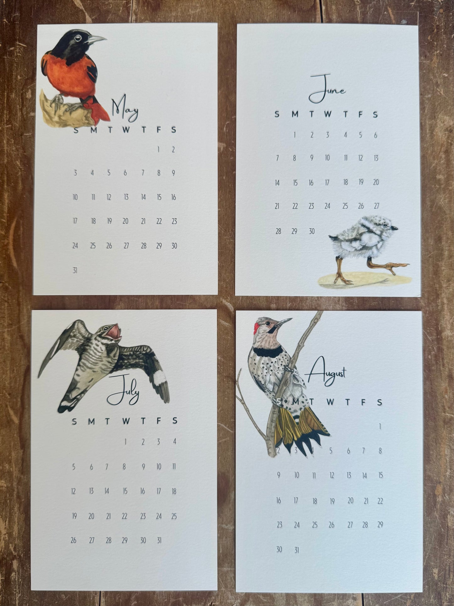 Watercolor Bird Mini Desk Calendar