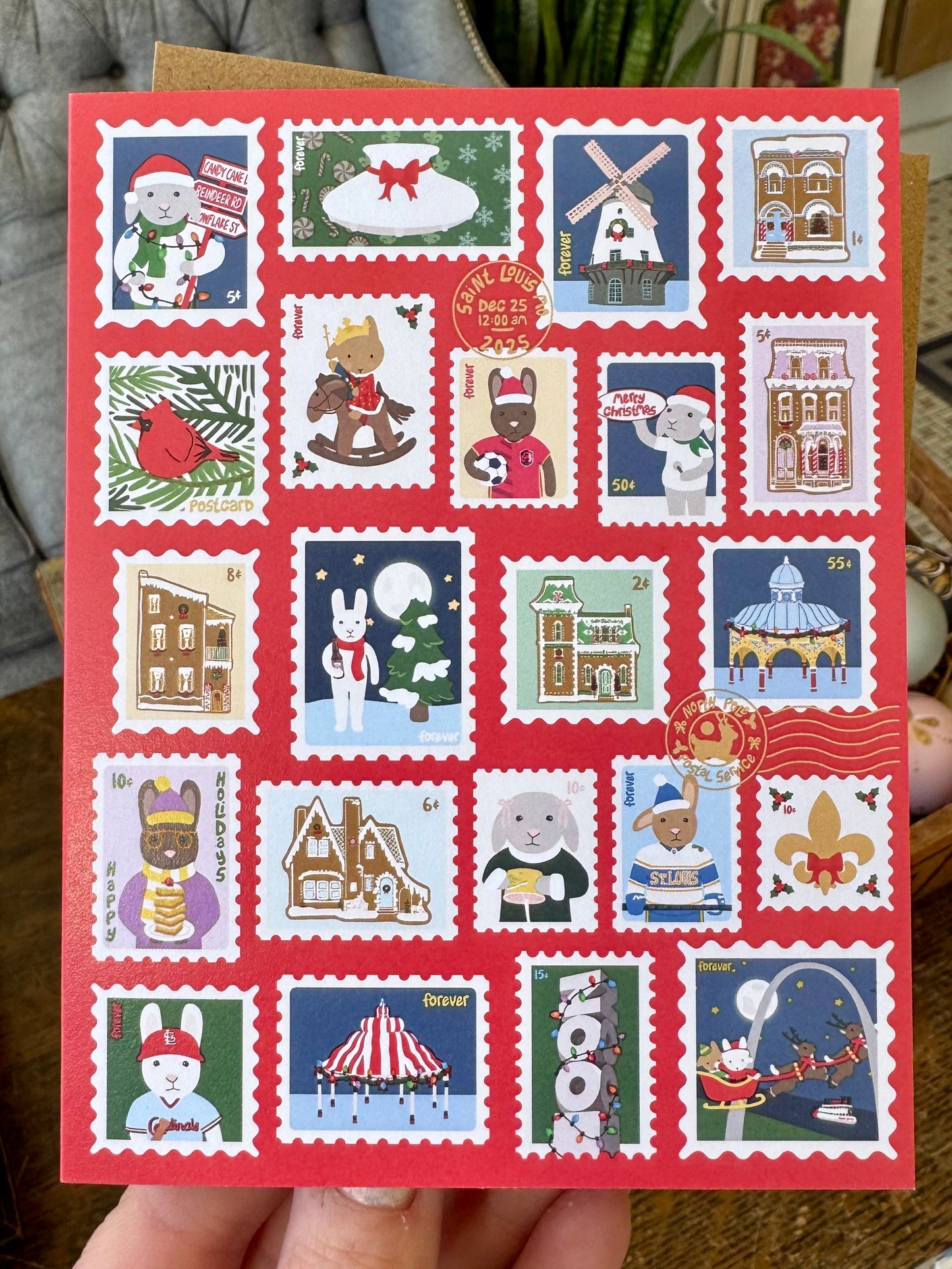 STL Postage Stamp Holiday Card