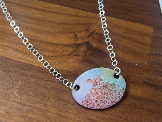 Enamel Copper Necklace - Bee