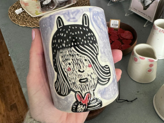 Girl and Heart - Handleless Mug