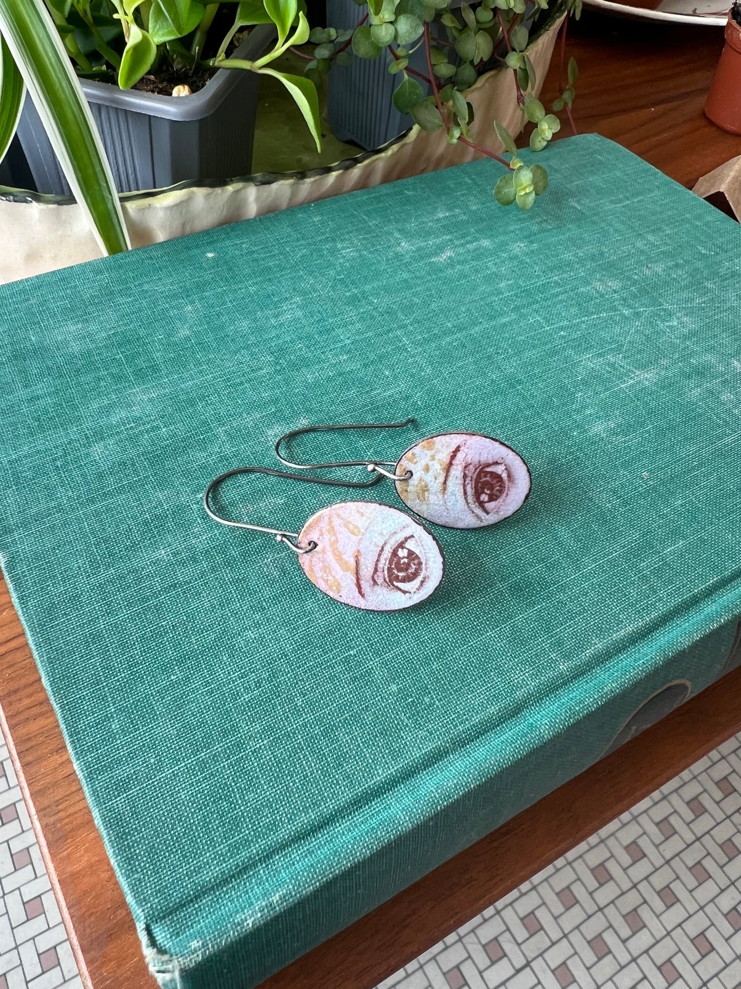 Enamel Copper Earrings - Eye