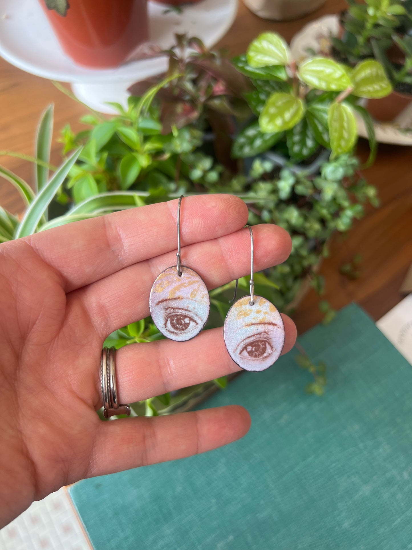Enamel Copper Earrings - Eye