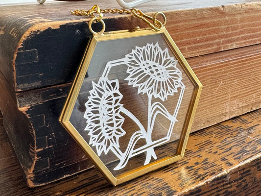 Mini Hanging Paper Cut - Sunflower