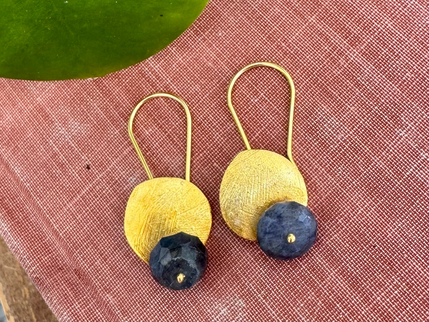 Gold Disc Single Stone Earrings