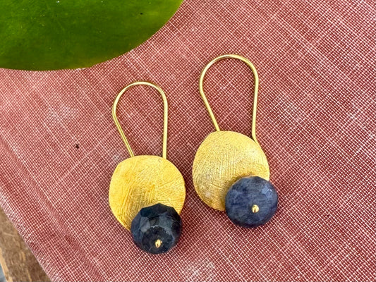 Gold Disc Single Stone Earrings