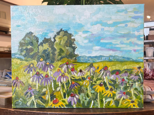 "Three Trees and Coneflowers" - Original Work
