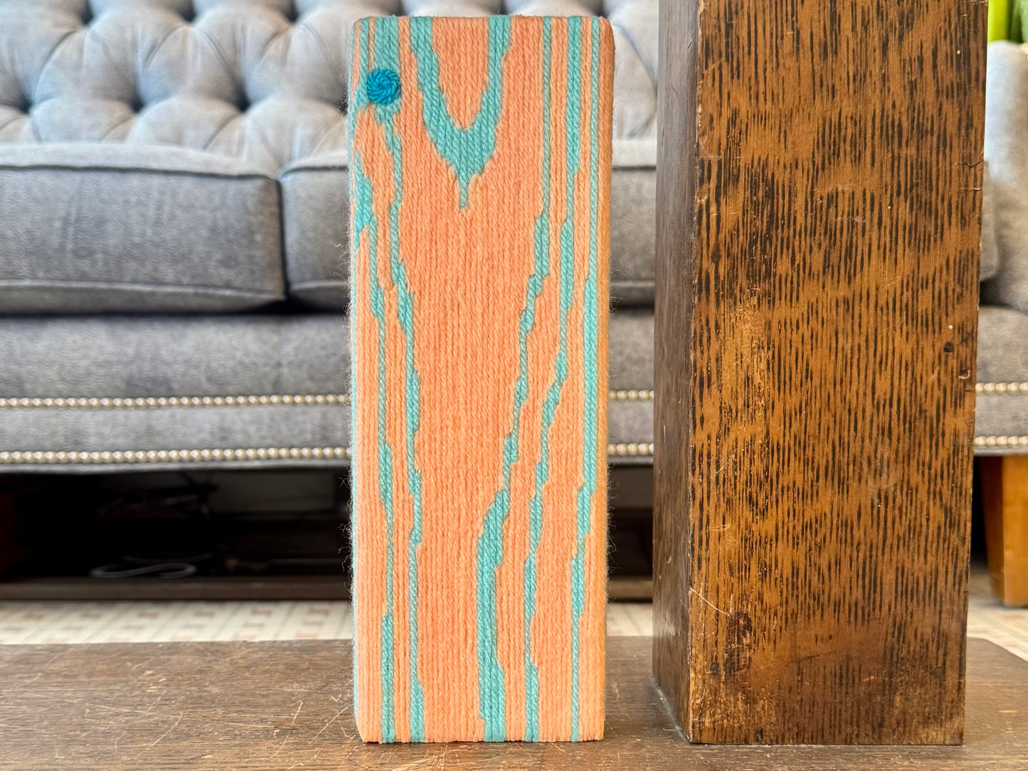 Block Print - Aqua and Orange