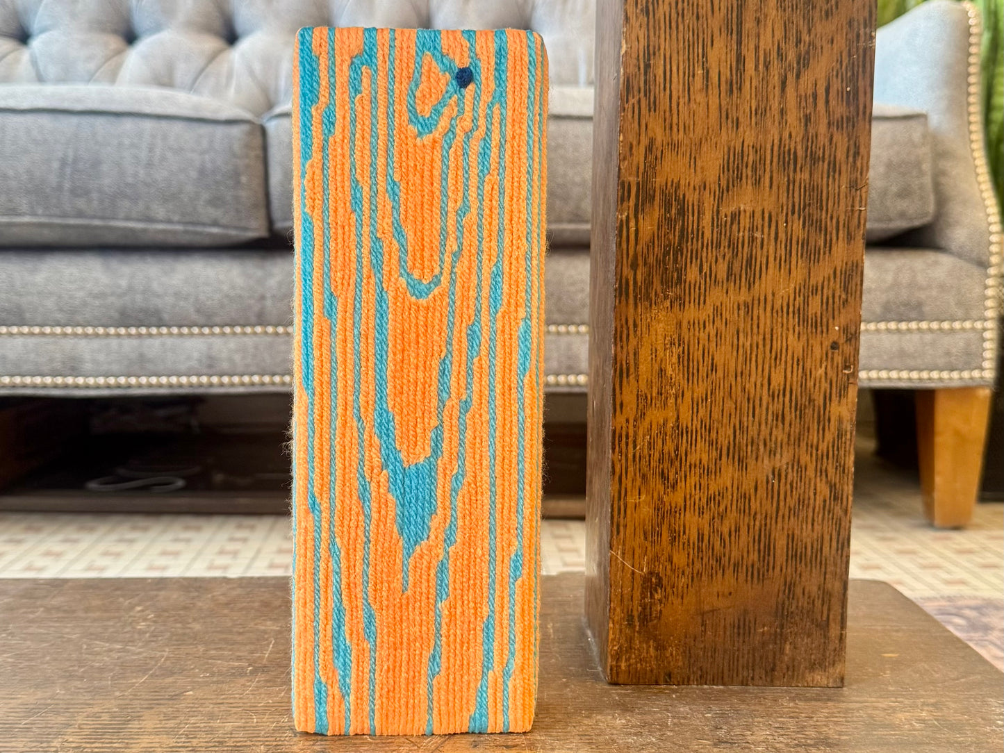 Block Print - Neon Orange & Blue