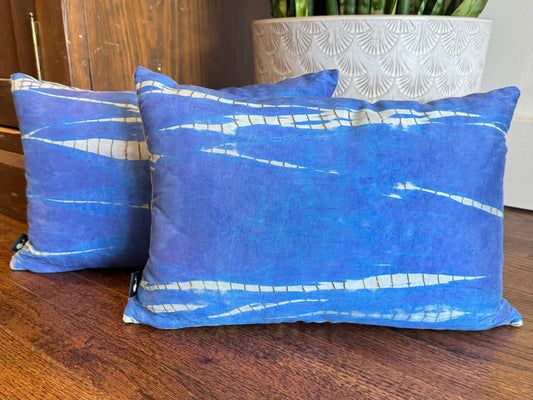 Hand Dyed Silk Pillow - Ocean Blue
