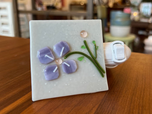 Fused Glass Nightlight - Purple Flower