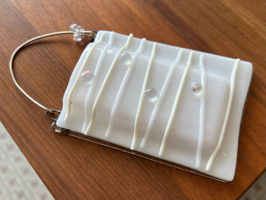 Fused Glass Bud Vase - White
