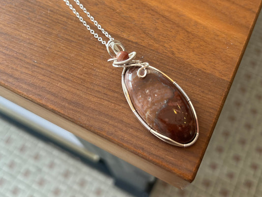 Rhyolite and Jasper Pendant Necklace