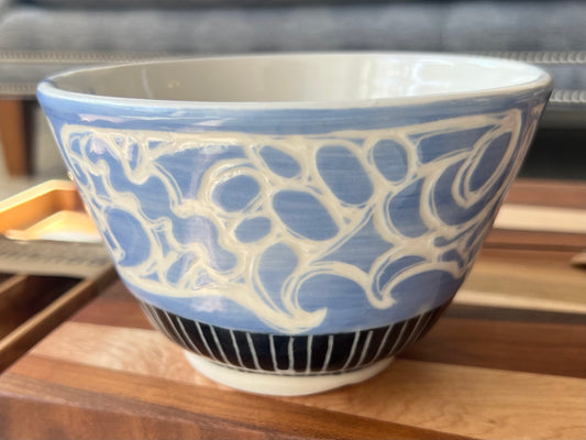 Blue Sgrafitto Bowl - Medium