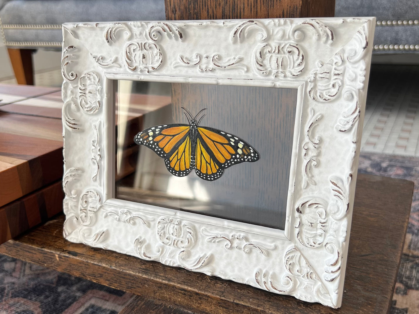 Monarch Painting - White Frame