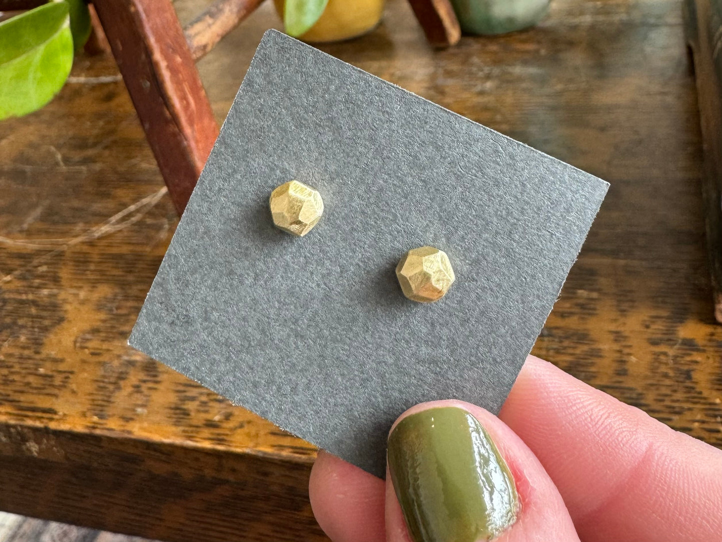 Brass Nugget Post Earrings