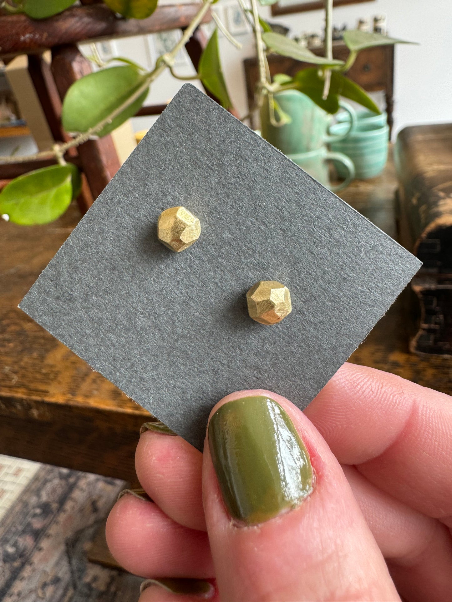 Brass Nugget Post Earrings