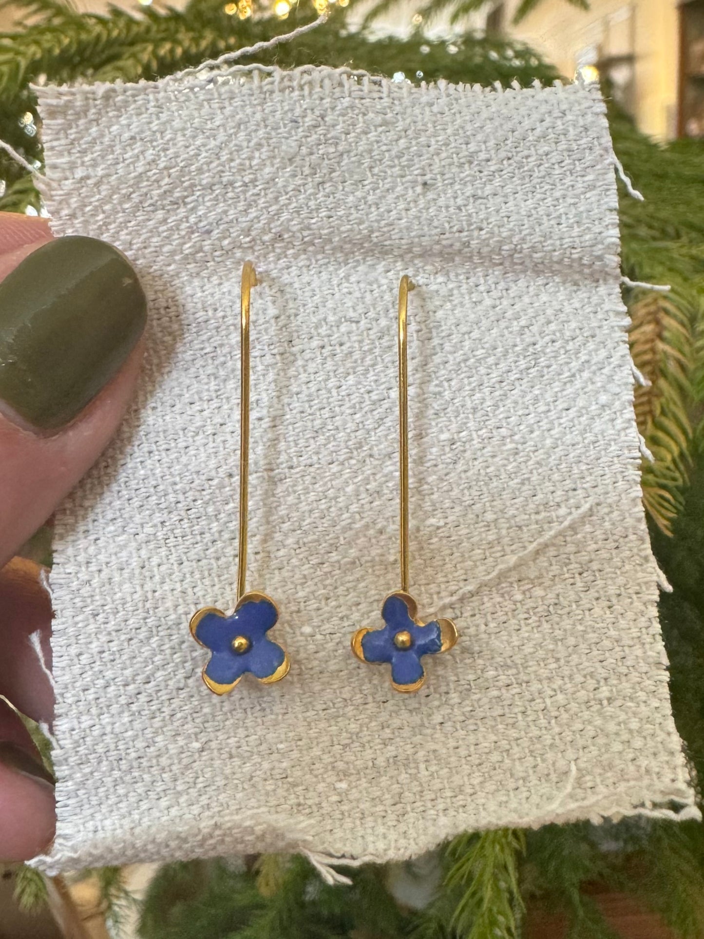 Enamel Flower Earrings - XS Cobalt
