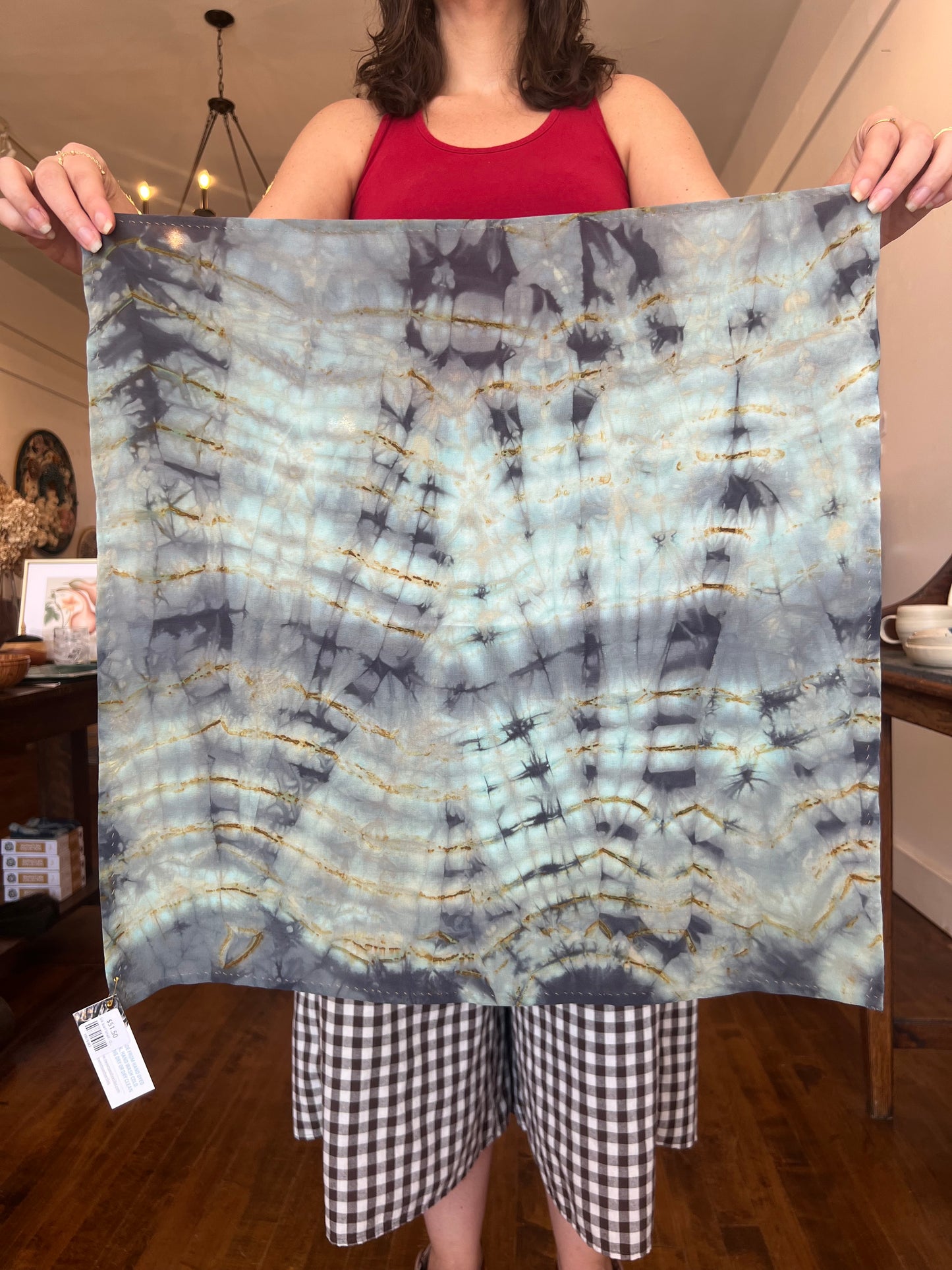 Silk Scarf - Blue and Gold