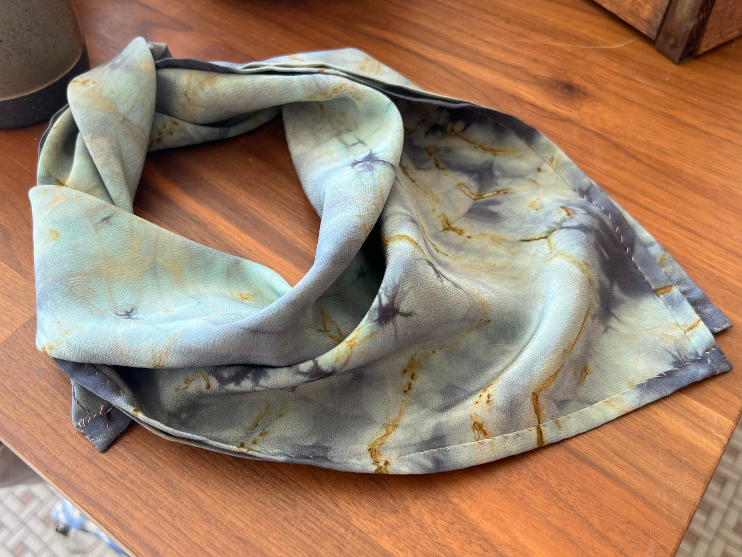 Silk Scarf - Blue and Gold