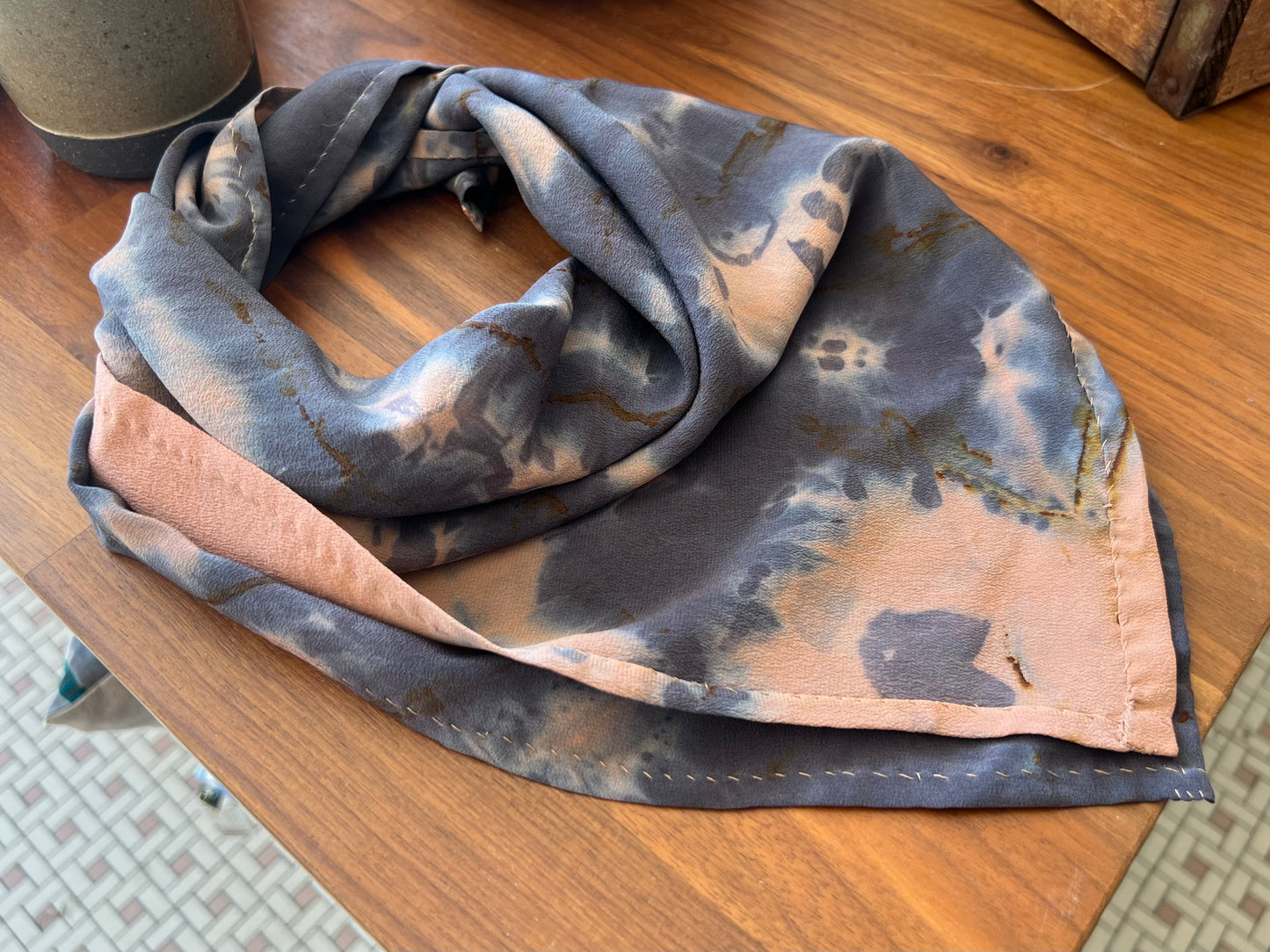 Silk Scarf - Blue and Pink