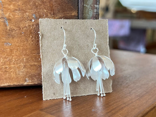 Fuchsia Bulb Earrings - Silver