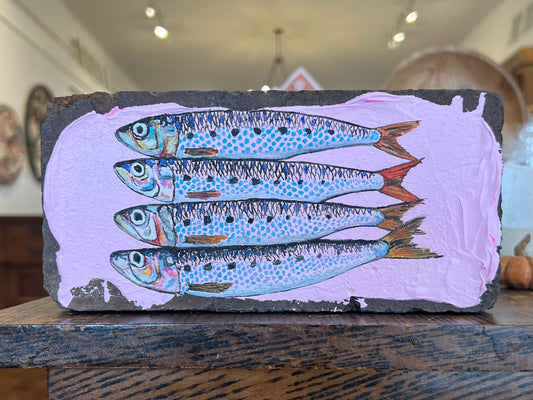 "4 Sardines on Pink" - Original Work