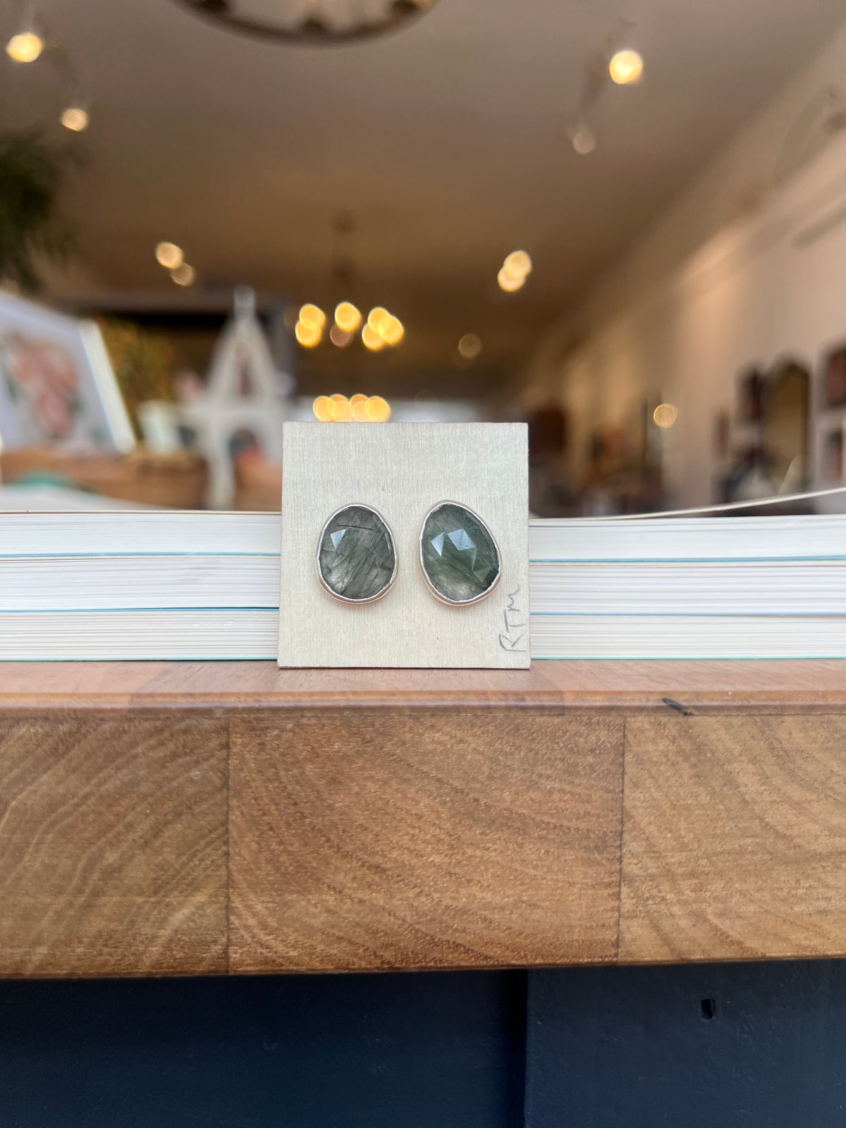 Green Rutilated Quartz and Silver Earrings
