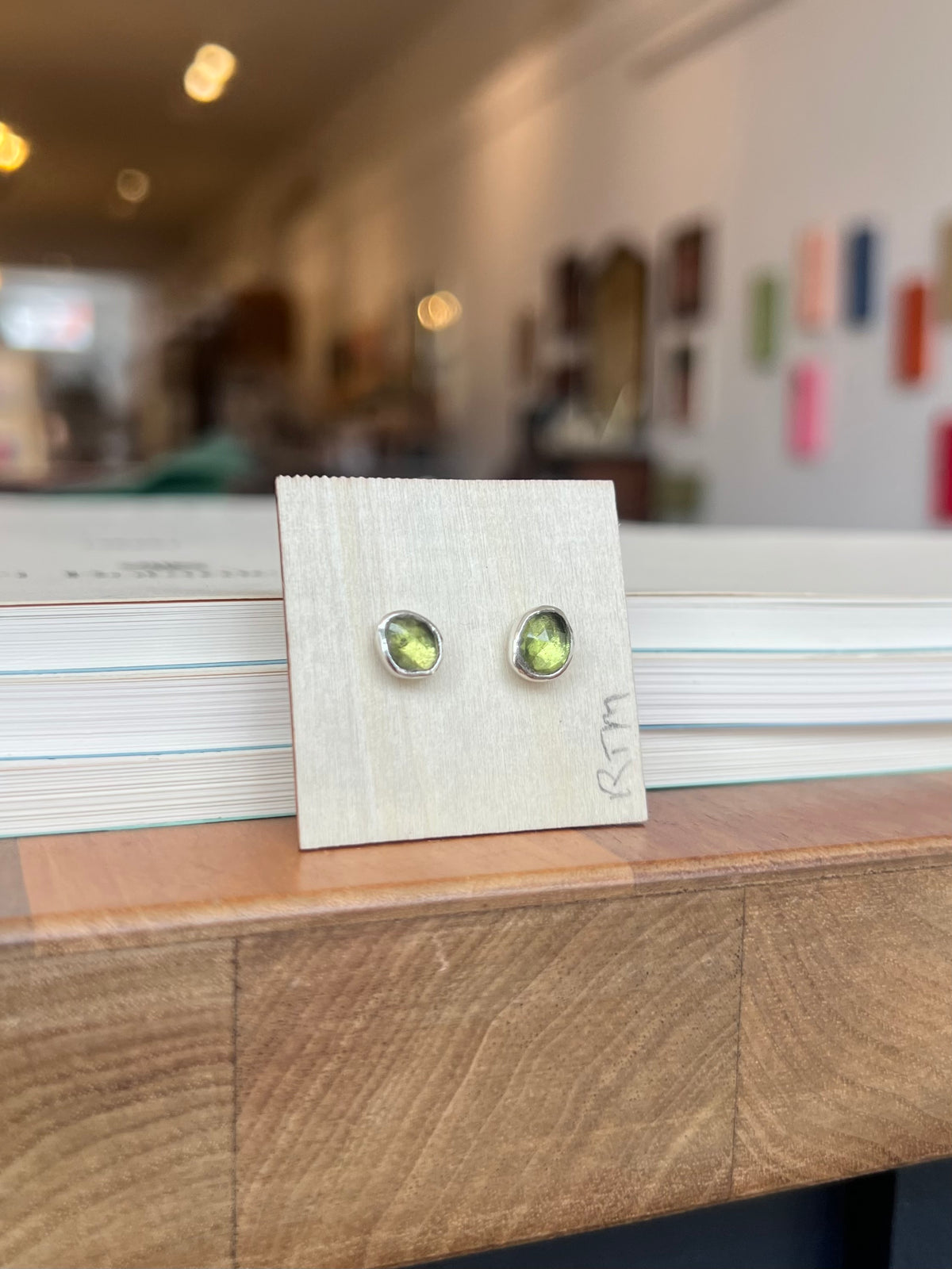 Peridot and Silver Studs - Bezeled