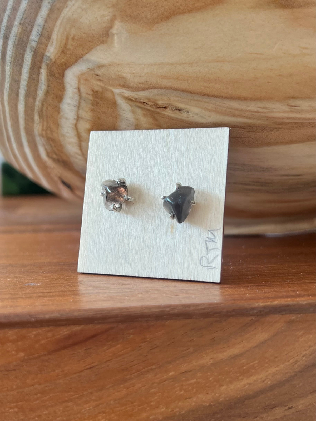 Smokey Quartz and Silver Studs