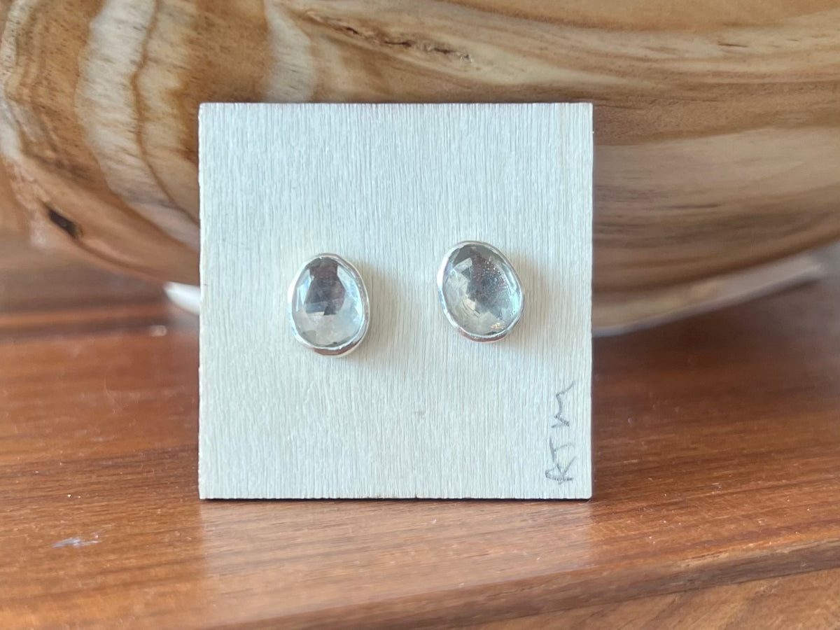 Rock Crystal and Silver Studs - Round