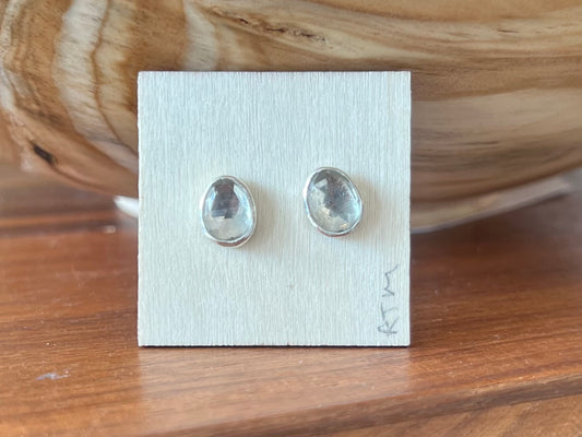 Rock Crystal and Silver Studs - Round
