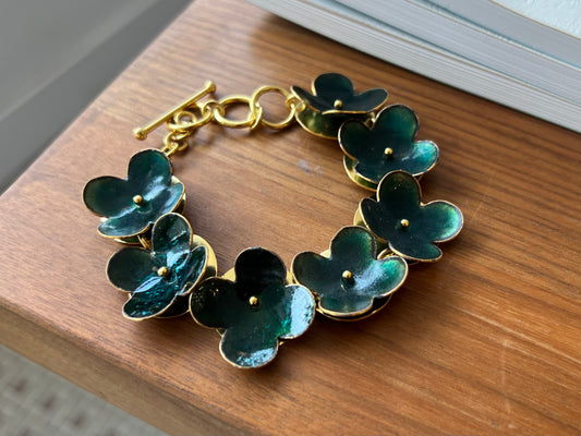Enamel Flower Bracelet - Emerald
