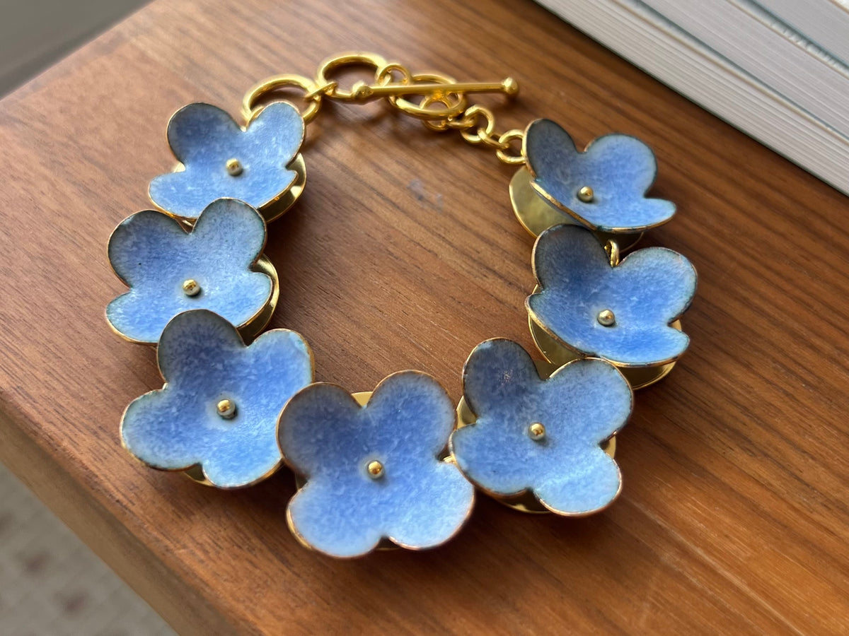 Enamel Flower Bracelet - Denim